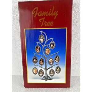 Vintage Nickel-Plating Metal Family Tree Picture Frame Fit Six  (6) Photos